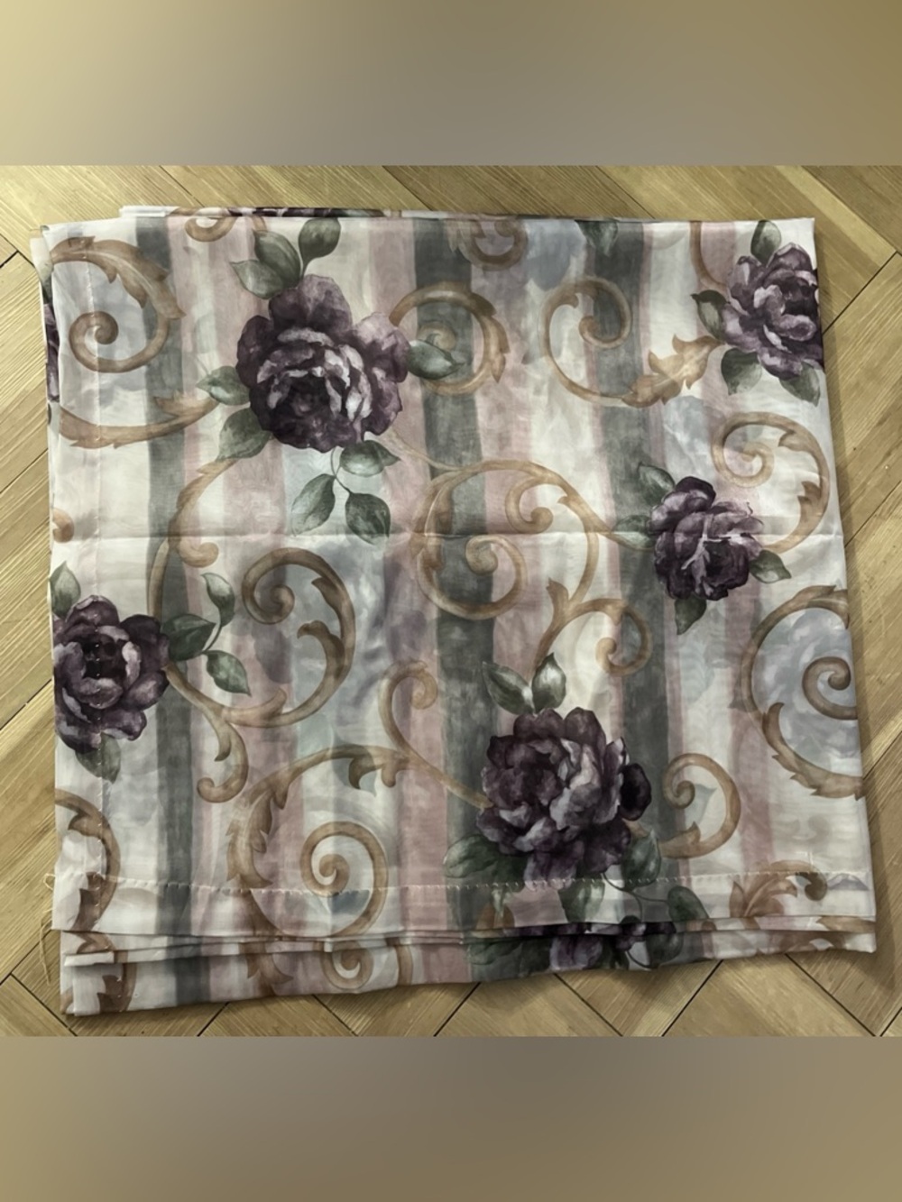CROSCILL is Chambord Cassis Rose Purple Floral 60x260 Semi Sheer Drapery Scarf